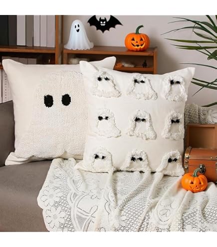 Whaline 6.6Ft Halloween Felt Banner Cute 3D Pink Ghost Hanging Garland Black Pink White Pom Ball Banner For Home Mantel Wall Window Decor Party Supplies