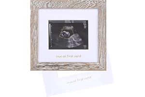 IHEIPYE Baby Love at First Sight Sonogram Keepsake Frame - Ultrasound Picture Frame - Pregnancy Announcement Frame for Expecting Parents, Gender Reveal Party, Grandparents, Rustic White