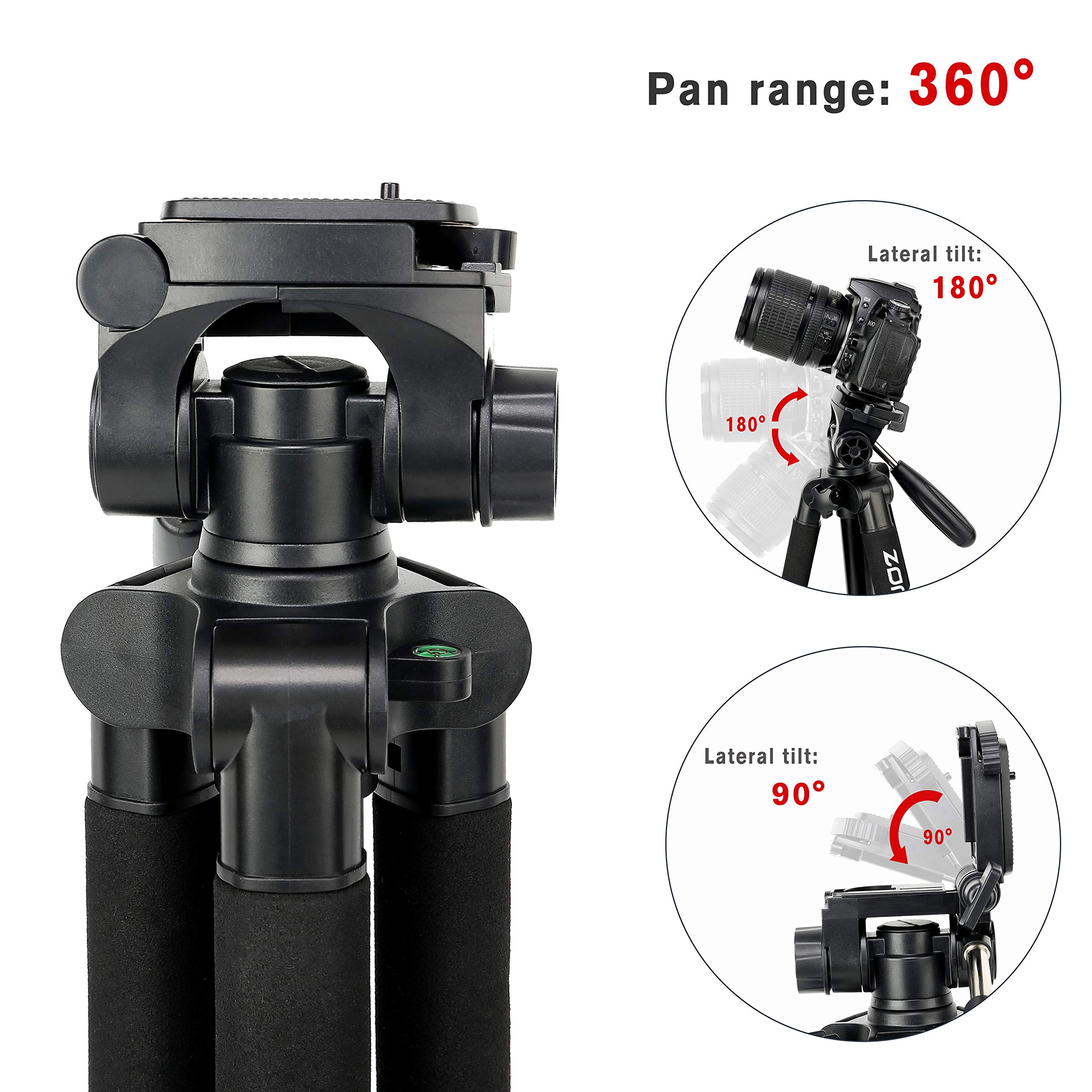 Zomei Camera Tripod Monopod 58-inch Professional Digital Camera Aluminum Tripod Support for Panoramic Shooting Designed for Sony Nikon Canon Camera