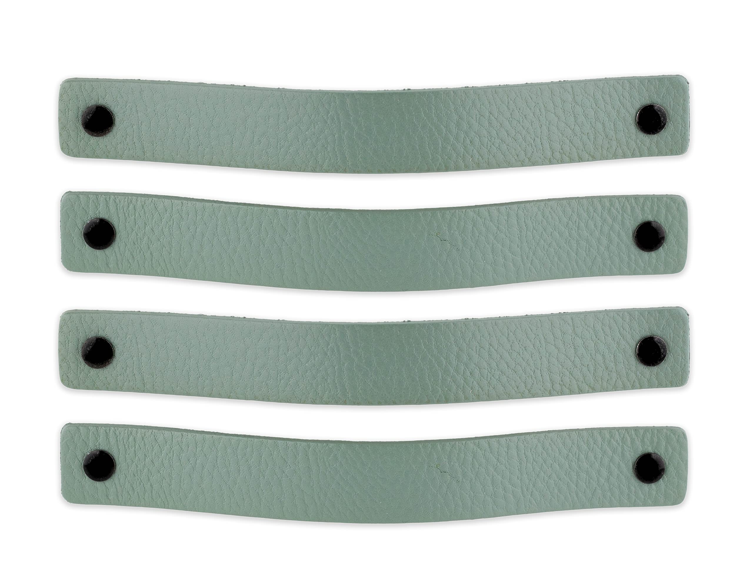 Brute Strength - Leather Handles for Furniture - Pale Green - 4 pcs - 20 x 2,5 cm - Cabinet Handle, Door Handle for Kitchen, Bathroom, cabinets, Dresser, Wood