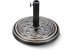 HealSmart 24Lbs Heavy Duty Umbrella Base Outdoor Round Patio Umbrella Stand for Lawn, Deck, Poolside, Bronze