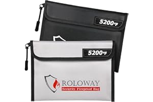 ROLOWAY Fireproof Bag (9.6 x 6.6 inches) 5200°F Heat Insulated, Fireproof Money Bag with Zipper for Cash, Fireproof Safe Bank