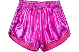 Mirawise Girls Metallic Shorts Shiny Hot Pants Sparkly Dance Outfits Short Pants