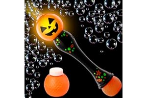 JOYIN Halloween Light Up Pumpkin Bubble Blower Wand, Glowing Automatic Bubble Machine with 2 Bubble Solutions, Halloween Party Favors Toys, Carnival Game Prizes, Kids Outdoor Toys