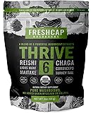 THRIVE 6 Powerful Mushroom Extract Powder - USDA Organic - Lions Mane, Reishi, Cordyceps, Chaga, Turkey Tail, Maitake -60g- Supplement - Add to Coffee/Tea/Smoothies– Real Fruiting Body–No Fillers