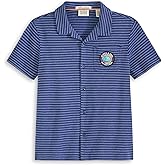 Scotch & Soda Boys Short Sleeve Button Up Shirt, Collared Neckline, Fashion Prints
