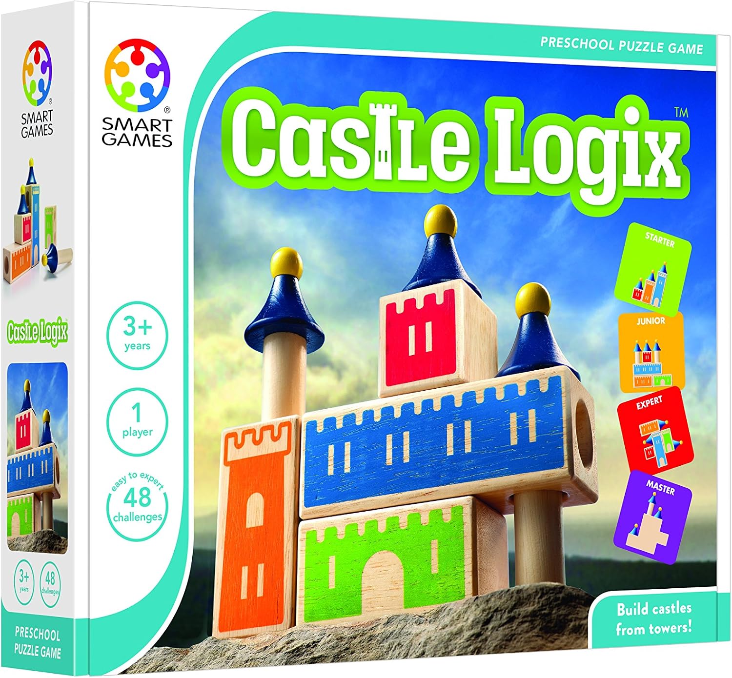SmartGames - Castle Logix, Preschool Puzzle Game, 48 Challenges, Ages 3-7, Multicolor, Medium