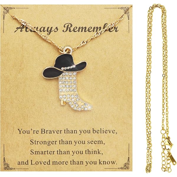 WCRAZYE Collana Donna Boho Western Cowgirl Con Ciondolo Stivale Rodeo - Strass Smaltati, Gioielli Country - 2