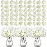 Auihiay 304 PCS Hydrangea Artificial Flowers, Silk Artificial Flowers Heads with Stems, Lifelike Faux White Flowers for DIY Wedding Party, Arch and Background, Home, Garden, Baby Shower Decor