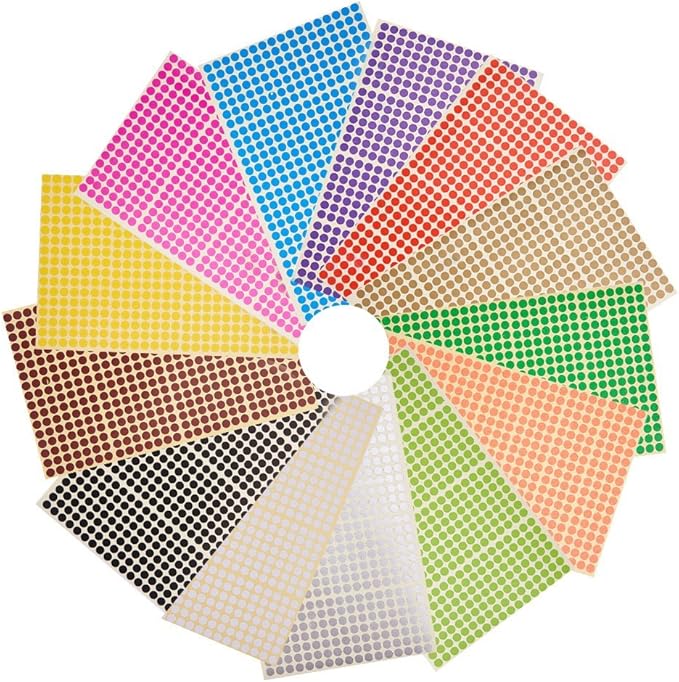 NBEADS 6mm Small Round Dot Stickers Selfadhesive Color Sticky Coding Labels Marking Labels, 28
