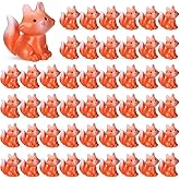Threehoney 50 Pcs Mini Resin Animal Miniature Figurines Bulk Adorable Garden Accessories for Christmas Gifts Micro Landscape Ornaments Home Decor Bookcase Living Room Scenes Kit (Fox Style)