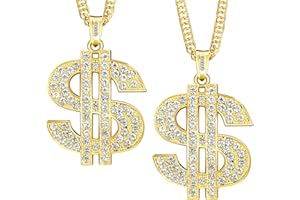 Dayofun Gold Chain with Dollar Sign,Fake Gold Chain18k Gold Plated Necklace,Money Chain Hip Hop Chain Big Gold Chain Necklace for Women Mens Necklace,Dollar Sign Pendant Necklace