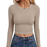 ANRABESS Crop Top Long Sleeve Shirts for Women | Ribbed Slim Fitted Basic Tee, Soft Crew Neck T Shirts, Fall Fashion Outfits, Casual Going Out &amp; Work, Winter Layer Clothes