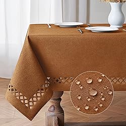 MIULEE Brown Thick Polyester Linen Rectangle