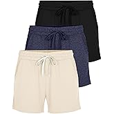 Real Essentials 3 Pack: Womens Ultra-Soft Athletic Lounge Casual Sweat Shorts with Pockets (Available in Plus Size)