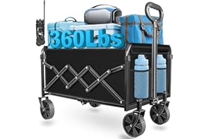 ARTIST'S DREAM Wagons Carts Foldable Collapsible Wagon with Wheels,360lbs.Wagon cart with Wheels Foldable,Portable Utility Wagon for Camping,Park,Sports,Shopping,Travel,Groceries