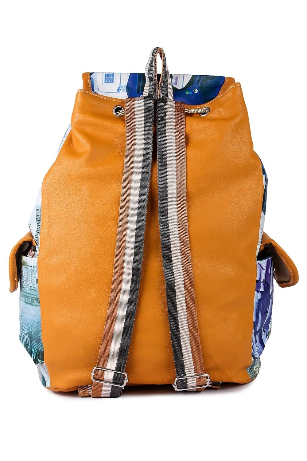 leather retail girl's multicolour digital printed backpack