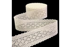 DHFLYDH Beige Lace Ribbon Trim Vintage Lace Ribbon Crochet Cotton Lace Edge for DIY Scrapbooking Dollies Wedding Crafts Supply (10 Yards)
