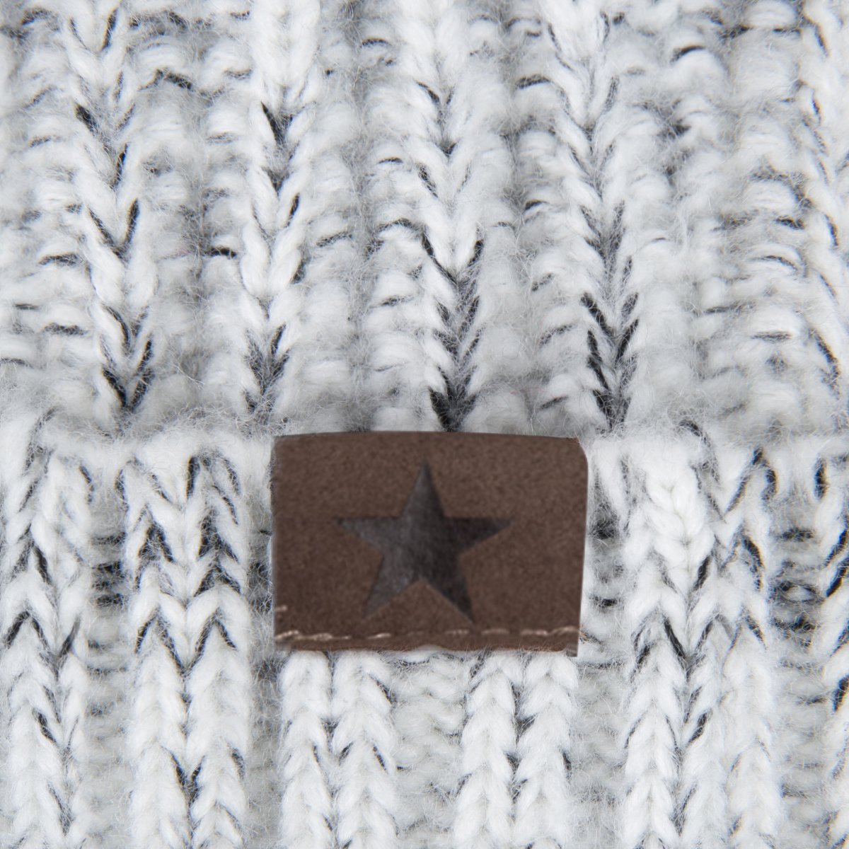 EVRFELAN Winter Fox Pompom Beanie Cable Knit Warm Hat Ribbed Ski Skull Cap (Grey)