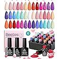 Beetles Gel Nail Polish Set, 20 Colors Blue Nude Pink Purple Orange Glitter Gel Polish Glamour Games Collection with Base Top Coat Nail Art Soak off Nail Manicure Gift for Girls Women