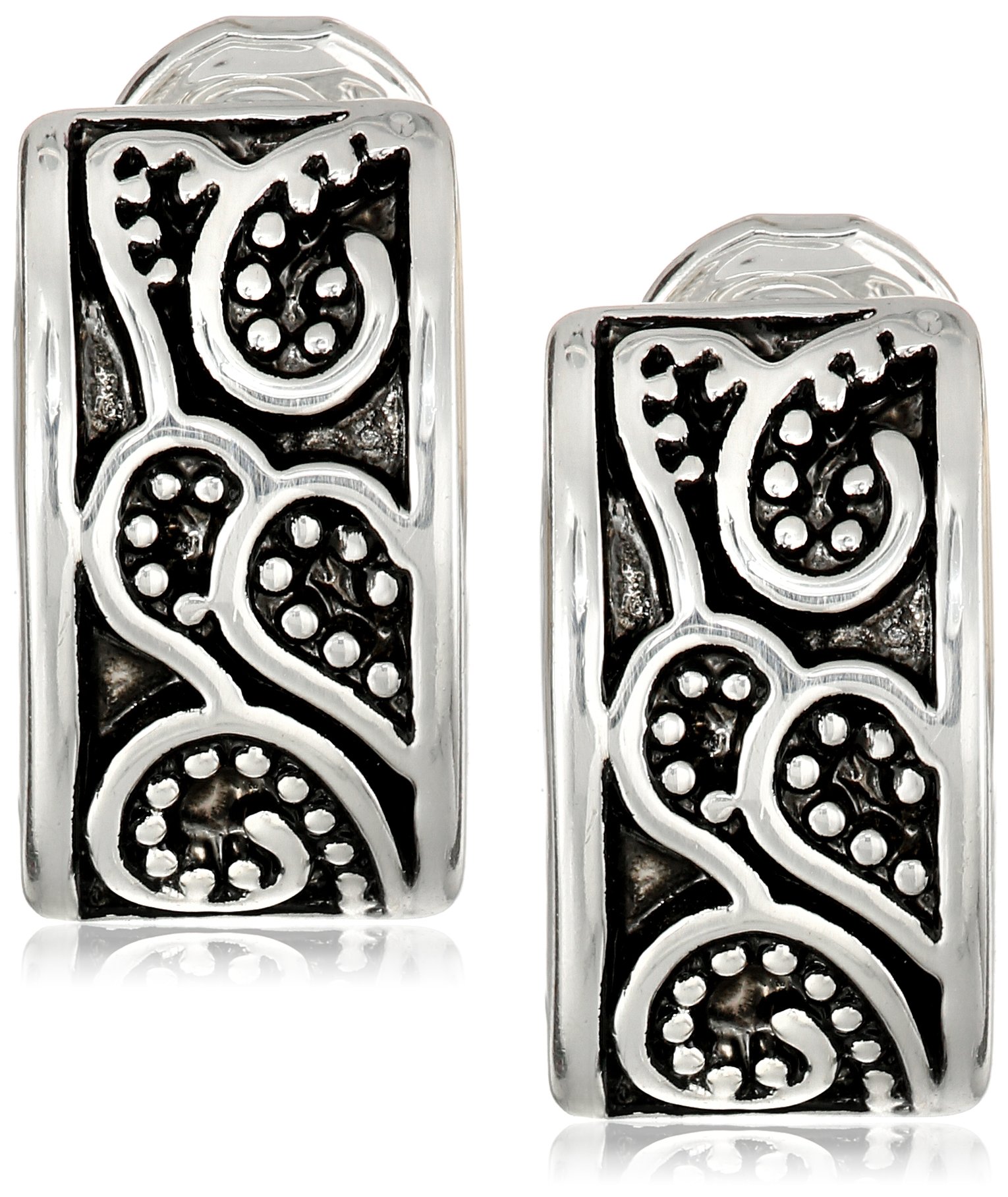 Photo 1 of Napier "Napier Classics" Silver-Tone Paisley Textured Clip Earrings