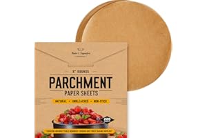 [220 Liners] Heavy Duty 9 Inch Parchment Rounds Paper Baking Sheets | Precut Silicone Coated & Unbleached – Will Not Curl or 
