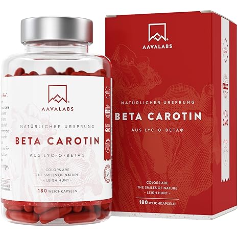 Beta Carotin Kapseln [ 25 000 IE ] - mit patentiertem Lyc-O-Beta und Extra Virgin Olivenöl für einen strahlenden Teint - Natü