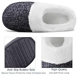 shoeslocker Slippers for Women Memory Foam Fuzzy