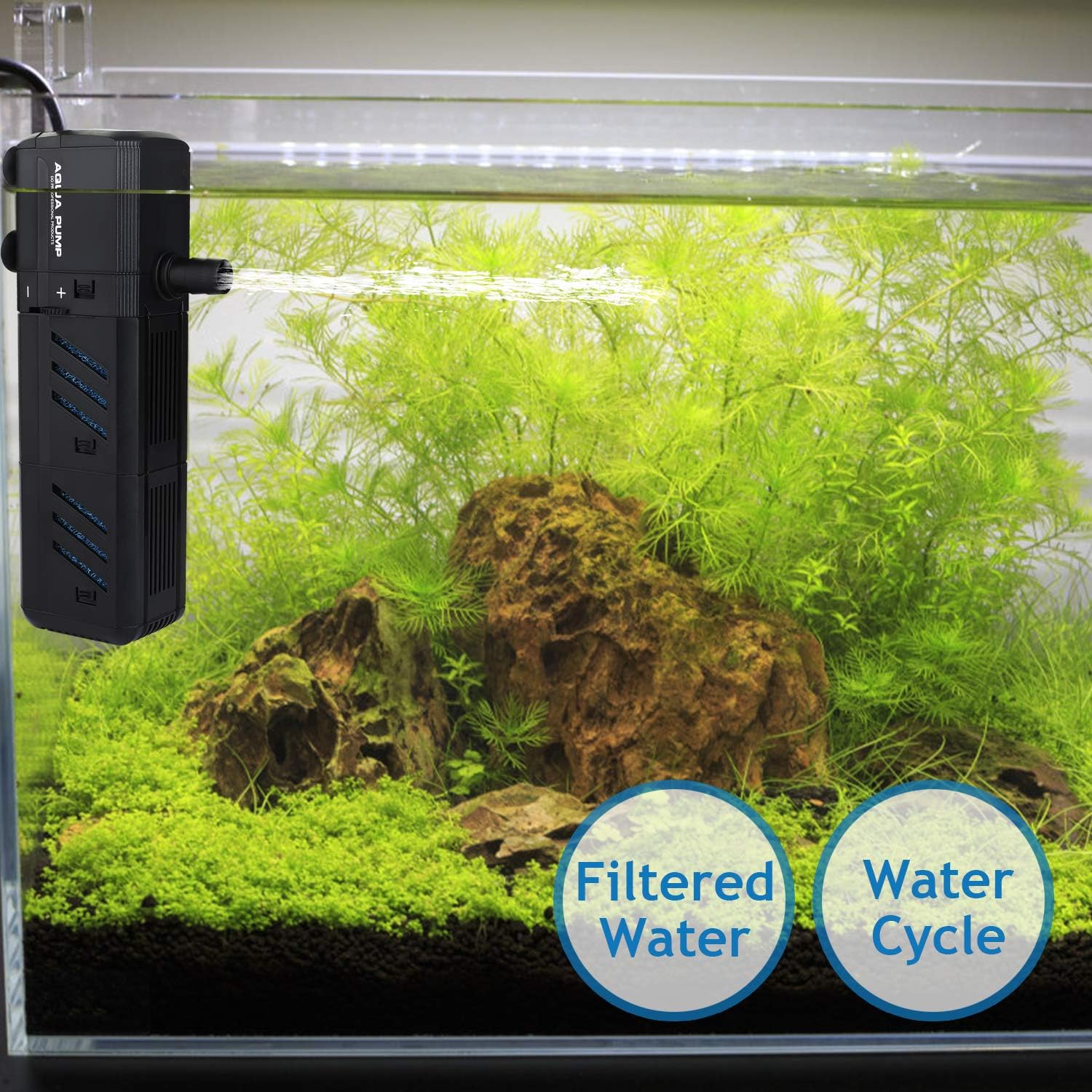 NO.17 Submersible Aquarium Internal Filter 12W, Adjustable Fish Tank Filter with 320 GPH Water Pump for 50-150 Gallon Fish Tank : Pet Supplies