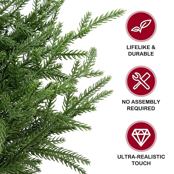 ENVEN NORFOLK PINE CHRISTMAS TREE REAL TOUCH FAUX HOLIDAY TREE WITH POT, REALISTIC INDOOR OUTDOOR DECORATION FOR ENTRYWAY, LIVING ROOM, OFFICE, APARTMENT (3FT-1PACK)