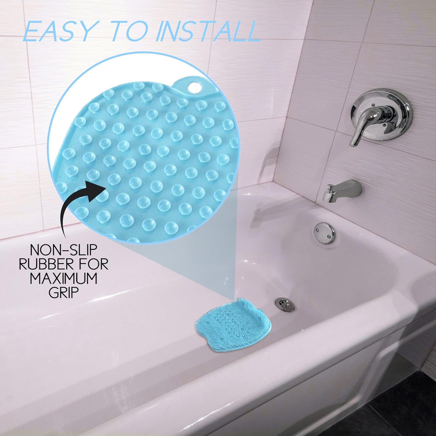 Shower Foot Massager Scrubber - Improves Foot Circulation & Reduces Foot Pain - Soothes Tired Achy Feet and Scrubs Feet Clean - Non Slip with Suction Cups: Health & Personal Care