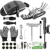 Pqzxrwnk Bike Repair Kit with Saddle Bag | 27-Piece Bike Repair Kit with 16-in-1 Multitool, 120 PSI Mini Pump, Saddle Bag, Tire Levers and Patches for Road and MTB