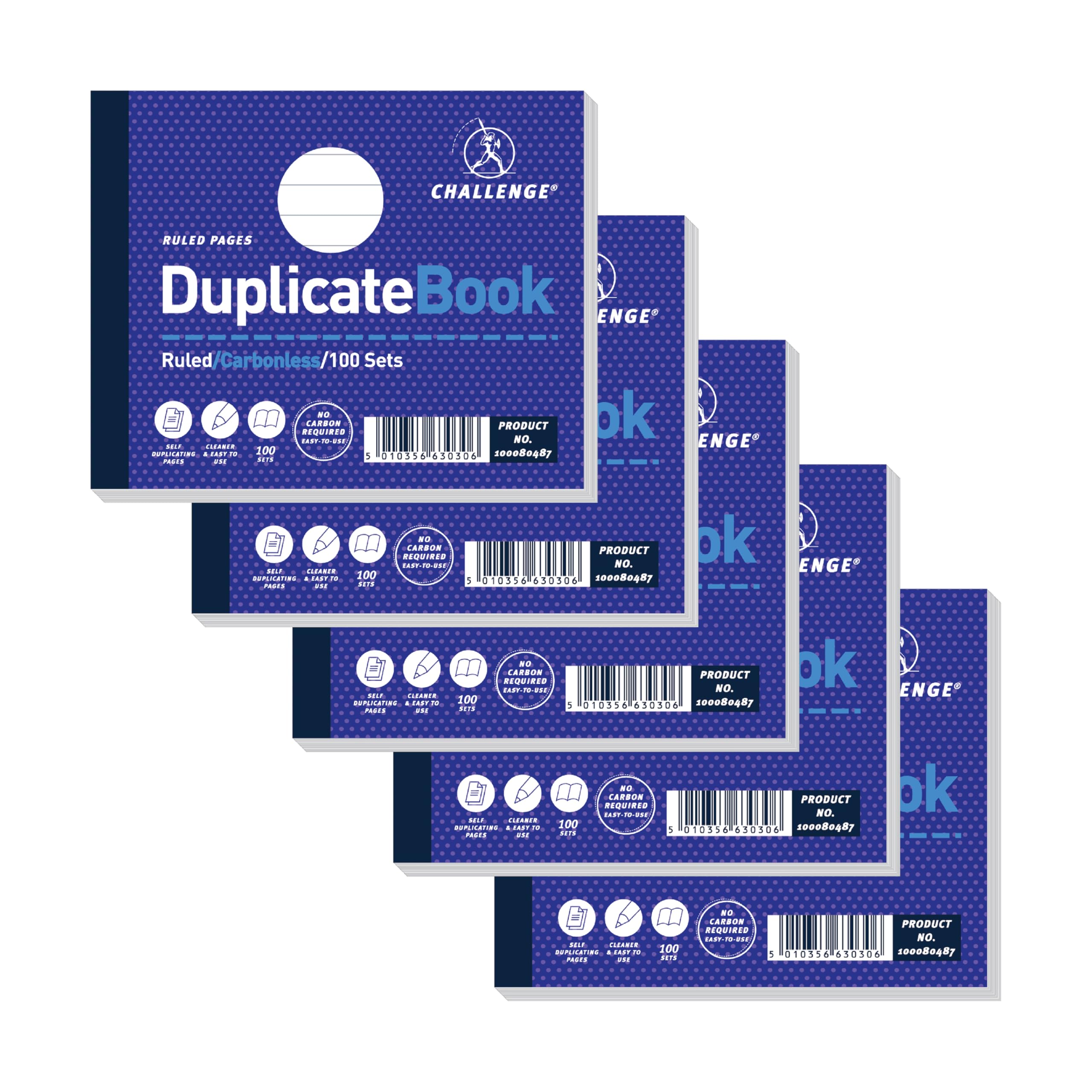 Challenge Duplicate Book, Carbonless, 100 Pages, 5 pack (105 x 130 mm)