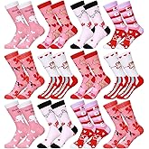 Floraltop 12 Pair Valentine's Day Socks for Women, Heart Love Bear Lip Cupid Rose Gift Patterned Socks for Mom Friends Sister (Cupid)