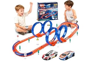 DIY Dual RC Slot Cars Track, VATOS Race Car Track Set for Kids 3-7, 360° Loop High Speed Competitive Tracks Toy with 2pcs Race Cars, Christmas Birthday Gift for Boys Girls 3 4 5 6 7 8 9 Years Old