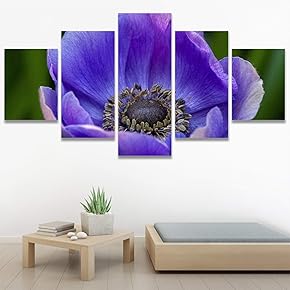 SIGNWIN 5 Panel Canvas Wall Art Purple Fields...