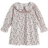 Simplee kids Baby Girls Smocked Dress Handmade Spring Fall Casual Dresses Floral Print Sundress Princess Dress for Toddlers