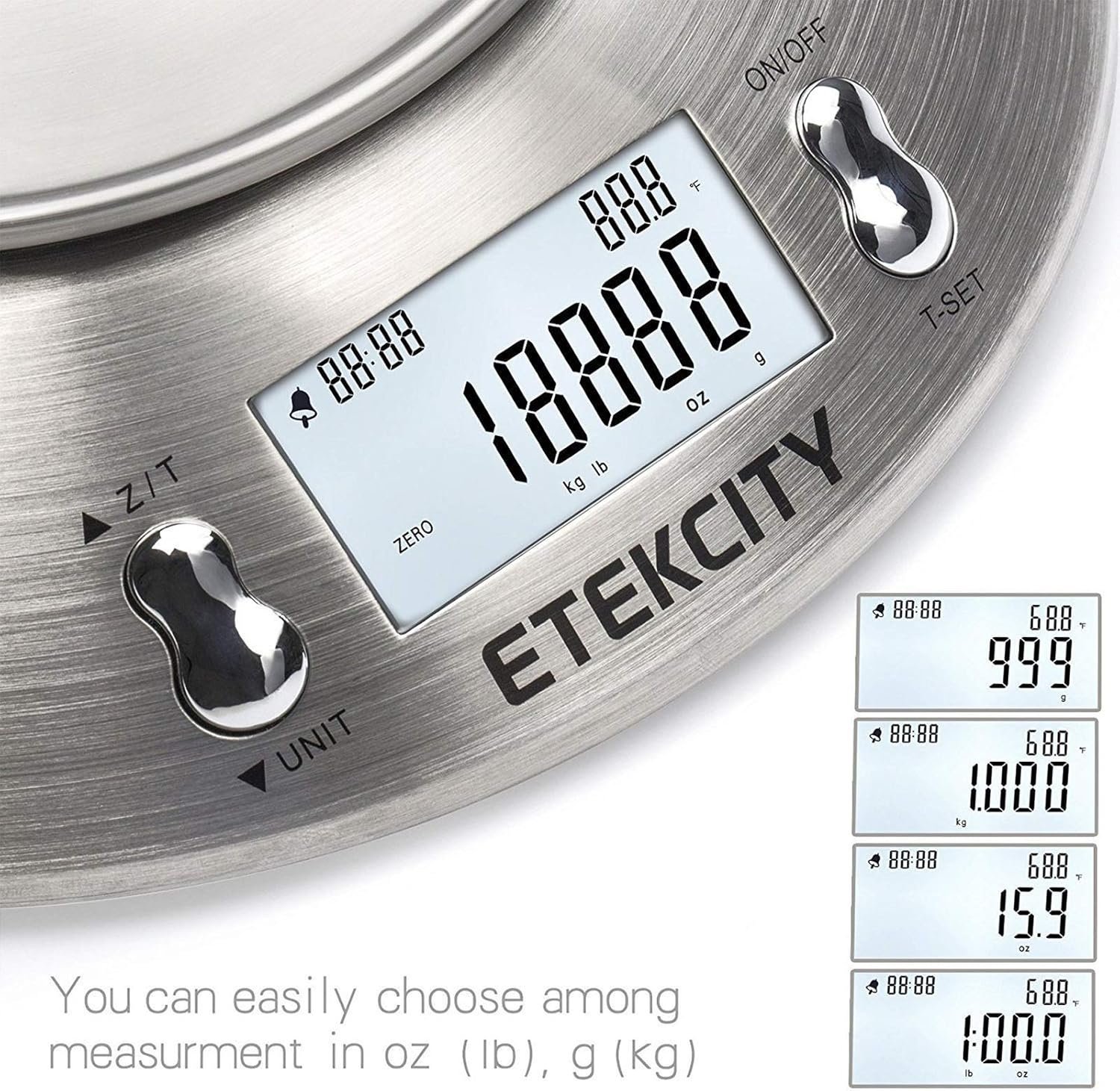 Etekcity Food Scale with Bowl, Timer, and Temperature Sensor, Digital Kitchen Weight for Cooking and Baking, 2.06 QT, Silver: Kitchen & Dining