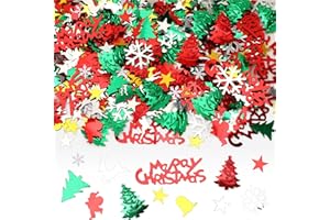 MARFOREVER Christmas Glitter Confetti, ChristmasTable Confetti Decorations Red Green White Sprinkles Santa Claus Tree Elk Snowflake Scatter for Christmas Party Supplies