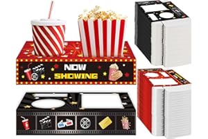 QOUBAI 50 Pcs Movie Night Supplies Movie Night Snack Trays Theater Snack Boxes Cinema Theme Paper Holder Popcorn Candy Drink Tray Box For Family Birthday Holiday Party