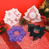 Gukasxi 2pcs Tealight Silicone Resin Molds Snowflake & Tree Candle Holders view 6