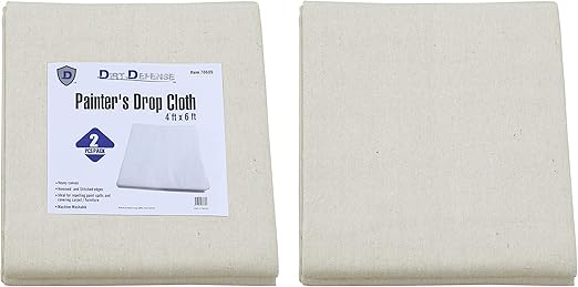Pack Of 2 Drop Cloth Cotton Canvas Tarp 4x6 Finished Size For Art