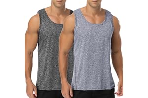 Babioboa Men's 2 Pack Workout Tank Tops Gym Athletic Sleeveless T-Shirts Fitness Bodybuilding Muscle Shirt