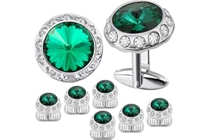 HAWSON Birthstone Tuxedo Studs and Cufflinks Set for Men's Suit Tuxedo Formal Dress Shirt Wedding Business Party Accessories