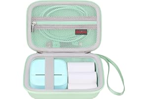 Elonbo Carrying Case for Gloryang Sticker Printer, JD-23 Portable Mini Printer, Inkless Bluetooth Label Maker Machine Travel Bag, Thermal Photo Printer Storage Holder, Pocket Fits Paper, Green