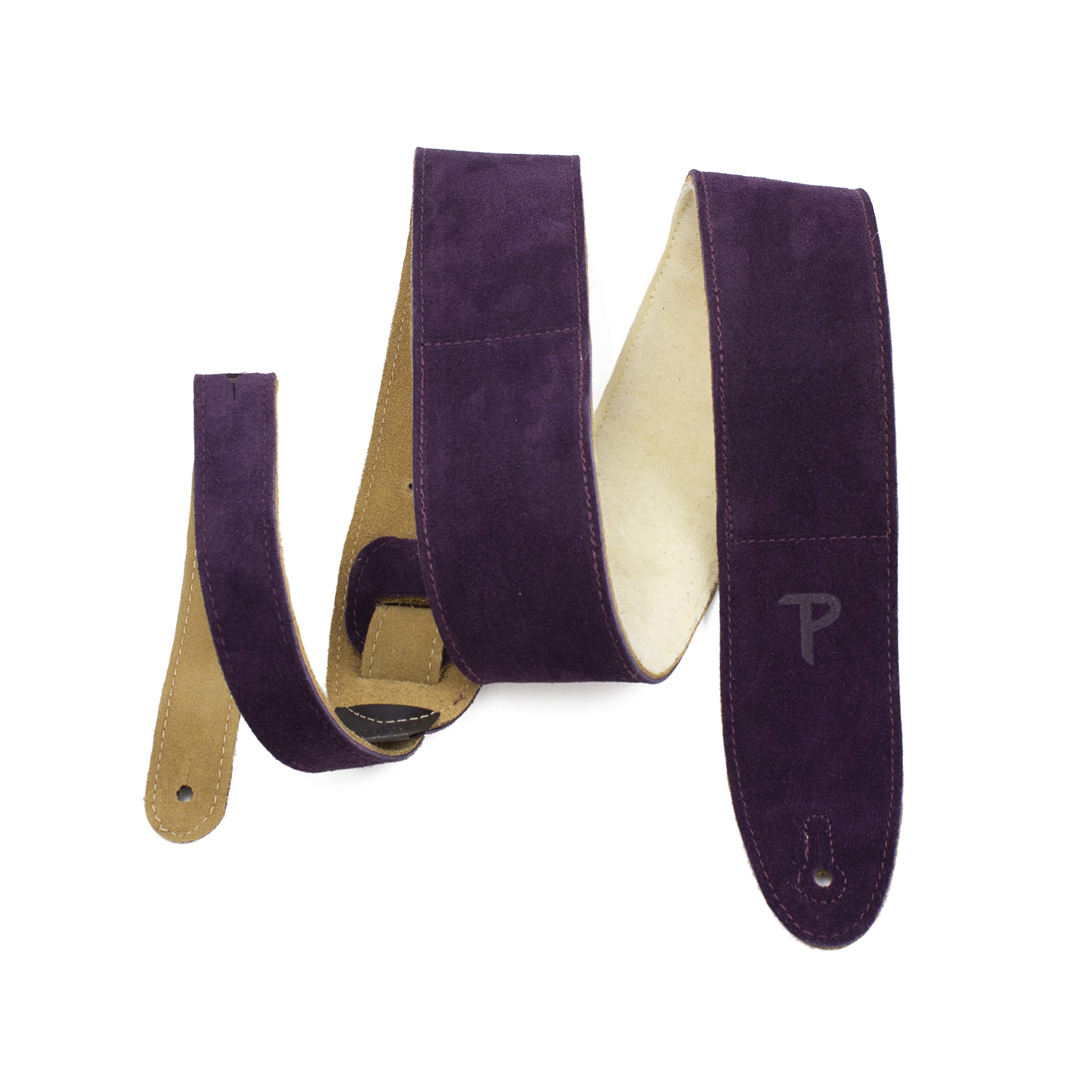 Perri’s Leathers Ltd. - Guitar Strap - Suede - Sheepskin Pad - Purple - Adjustable - For Acoustic/Bass/Electric Guitars - Made in Canada (DL325S-204)