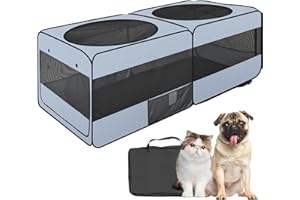 EIGHTEENTEK 2-in-1 Dog Playpen, 58''Pop Up Cat Puppy Pet Playpen Indoor/Outdoor Cats Enclosed, Cat Dog Tent Crate Cage Kennel, Portable Playpen for Kitten, Small Animals Play Pen(No Divider, Unified Space)