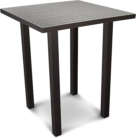 Amazon Com Polywood Euro Bar Table Top Finish Slate Grey Frame