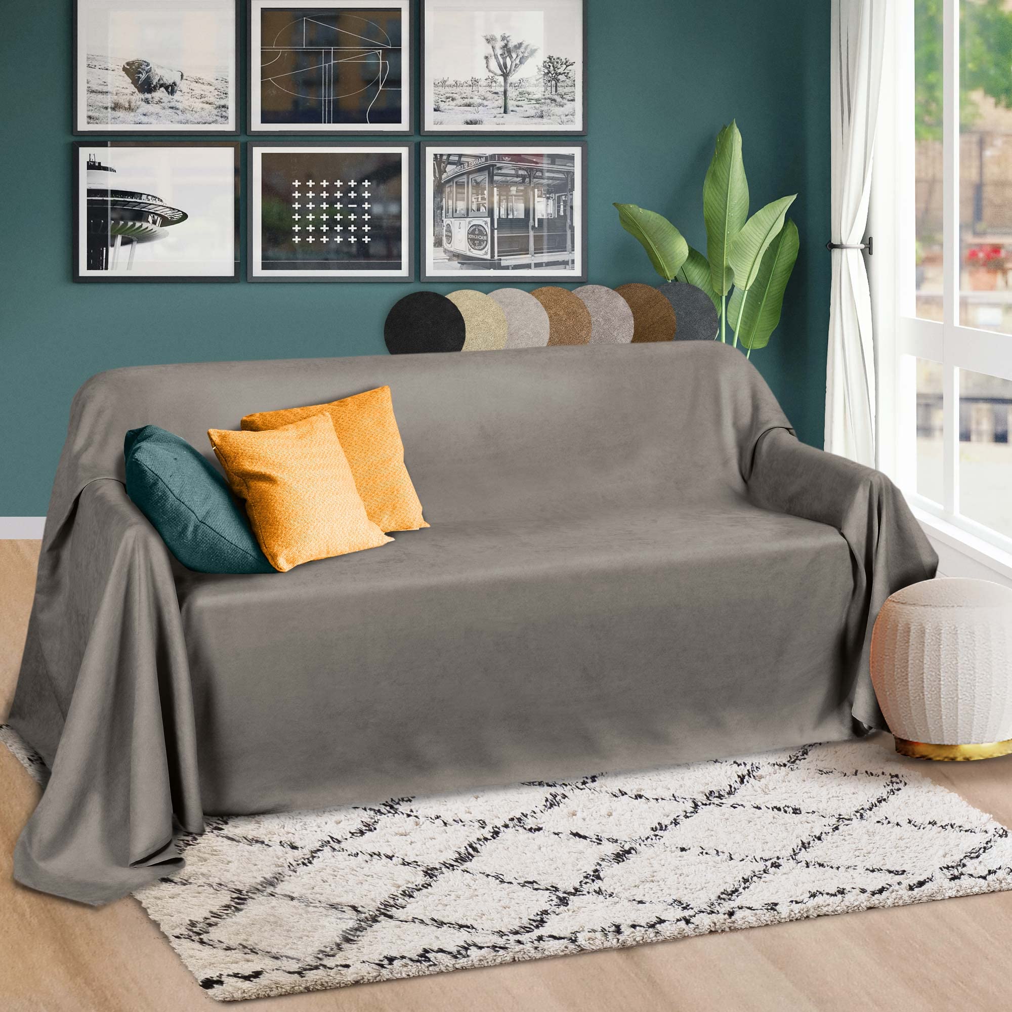 Beautissu Bedspreads King Size Bed Throw 210x280 cm Romantica - Large Sheet Warm Suede Optic Lightweight Sofa Throw - Grey Blanket Bed Spread