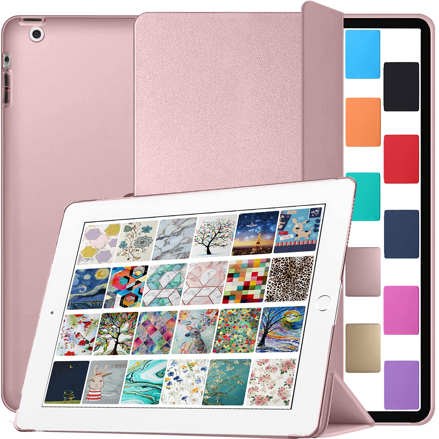 DuraSafe Cases for iPad 9.7 Inch 4 3 2 Generation [iPad 4th 3rd 2nd Old Model ] A1396 A1416 A1458 A1395 A1430 A1396 A1416 A1458 A1395 A1430 MC705B/A MD510B/AiPad Cover with Hard Back - Rose Gold